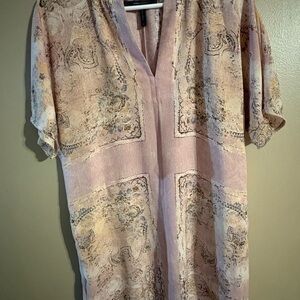 BCBGMAXAZRIA Pink Paisley Shift Mini Dress Boho M